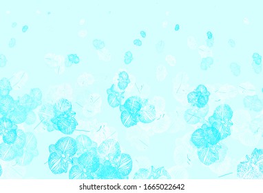 Light Pink, Blue vector natural backdrop with flowers. Brand new colored illustration with flowers. New design for your business.
