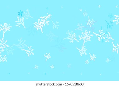 Light Pink, Blue vector natural background with branches. Decorative design in Indian style on white background. New template for your brand book.