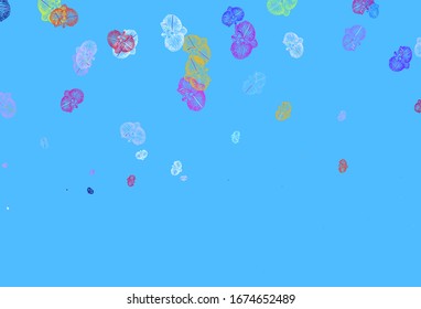 Light Pink, Blue vector natural background with flowers. Colorful illustration in doodle style with flowers. New design for your business.