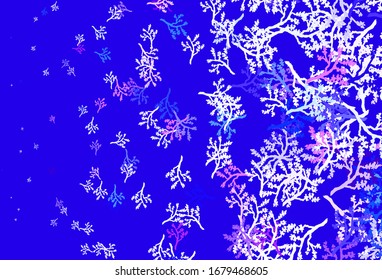 Light Pink, Blue vector natural background with branches. Colorful illustration in doodle style with leaves, branches. The best design for your business.