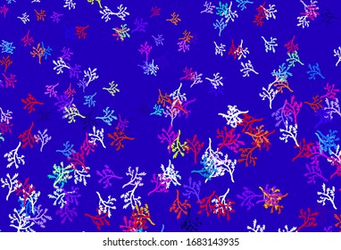 Light Pink, Blue vector natural artwork with sakura. Colorful illustration in doodle style with leaves, branches. The best design for your business.