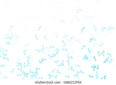 Fondo natural vectorial azul claro con hojas. Ilustración decorativa con doodles en plantilla abstracta. Patrón texturizado para sitios web, banners.