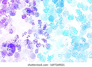 Light Pink, Blue vector natural pattern with leaves, flowers. Illustration with doodles on abstract template. Colorful pattern for kid's books.