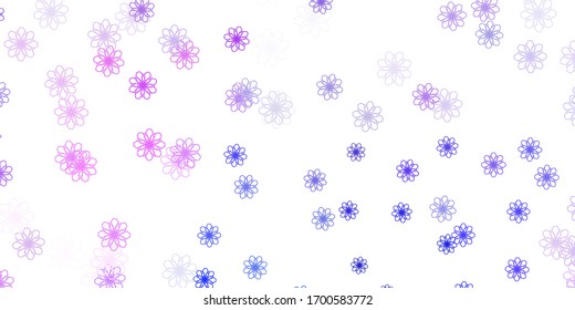 Light Pink, Blue vector natural artwork with flowers. Illustration with abstract colorful flowers with gradient. Pattern for website designs.