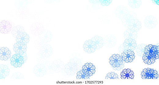 Light Pink, Blue vector natural artwork with flowers. Colorful flowers in natural style on simple background. Colorful pattern for spring parties.