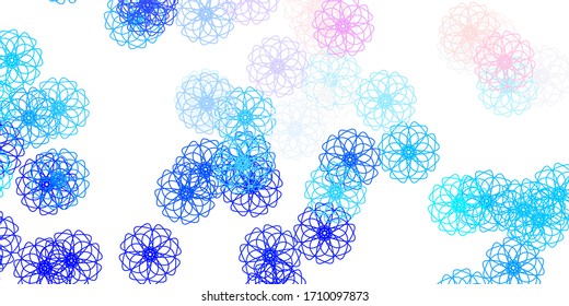 Arte natural de vector azul claro con flores. Diseño moderno con flores degradadas sobre fondo abstracto. Diseño elegante para envolturas, tapices.
