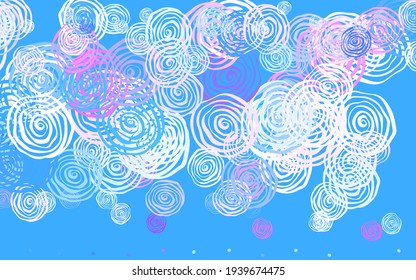 Light Pink, Blue vector natural background with roses. Flowers in natural style on white background. Template for backgrounds of cell phones.