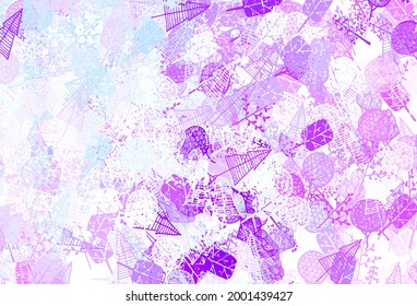 Light Pink, Blue vector natural background with trees, branches. Colorful illustration in doodle style with trees. New design for your business.