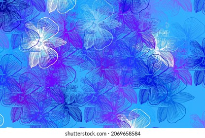 Pink claro, azul vector fondo natural con flores. Ilustración colorida al estilo doodle con flores. Diseño de Doodle para su sitio web.