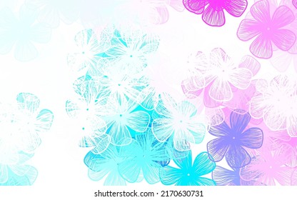 Light Pink, Blue vector natural background with flowers Colorful illustration in doodle style with flowers. Doodle design for your web site.