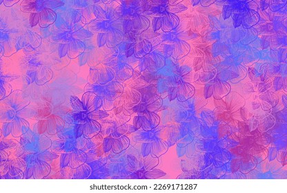 Light Pink, Blue vector natural artwork with flowers. Brand new colored illustration with flowers. Colorful pattern for kid's books.