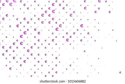 Light Pink, Blue vector pattern with symbols of Euro. Shining illustration with signs of Euro on abstract template. Smart design for your business advert of economic, wealth.
