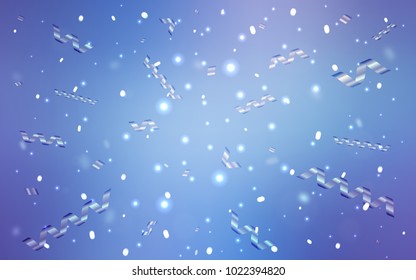 Light Pink, Blue vector pattern with christmas ribbons. Glitter abstract illustration with colorful confetti, ribbons. The pattern can be used for birthday gifts, congratulations.