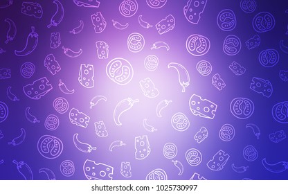 Light Pink, Blue vector pattern with fresh ingredients. Glitter abstract sketch with gourmet food. Pattern for menu of cafes, bars, restaurants.