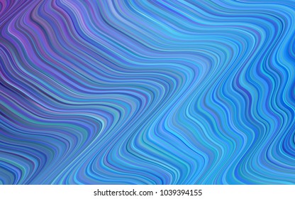 Light Pink, Blue vector pattern with curved circles. Modern gradient abstract illustration with bandy lines. Textured wave pattern for backgrounds.