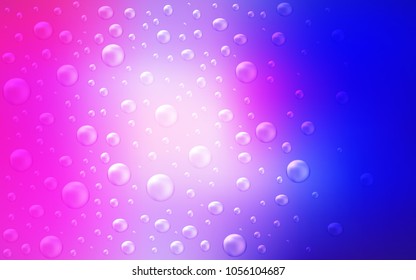 Light Pink, Blue vector pattern with spheres. Glitter abstract illustration with blurred drops of rain. New design for ad, poster, banner of your website.