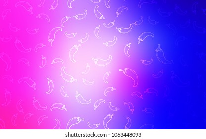 Light Pink, Blue vector pattern with fresh peppers. Beautiful colored illustration with peppers in doodle style. Doodle design for your business advert of cafes.