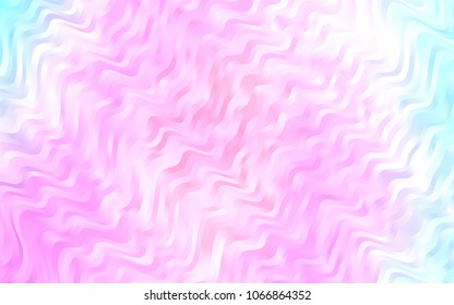 Light Pink, Blue vector pattern with bent ribbons. A sample with blurred bubble shapes. Marble design for your web site.