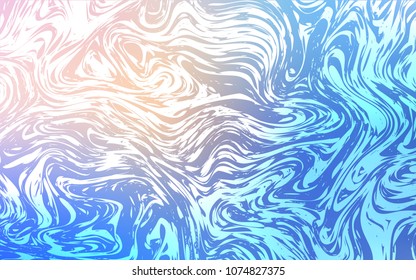 Light Pink, Blue vector pattern with bent ribbons. Glitter abstract illustration with wry lines. Marble style for your business design.