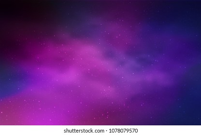 Light Pink, Blue vector pattern with night sky stars. Shining colored illustration with bright astronomical stars. Best design for your ad, poster, banner.
