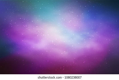 Light Pink, Blue vector pattern with night sky stars. Space stars on blurred abstract background with gradient. Template for cosmic backgrounds.