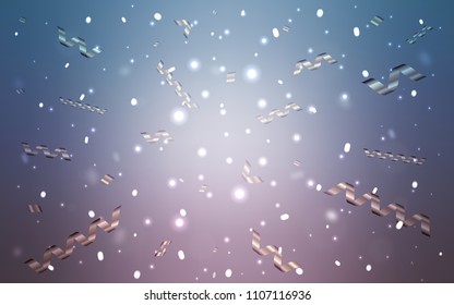 Light Pink, Blue vector pattern with christmas ribbons. Confetti on blurred abstract background with colorful gradient. The pattern can be used for new year ad, booklets.