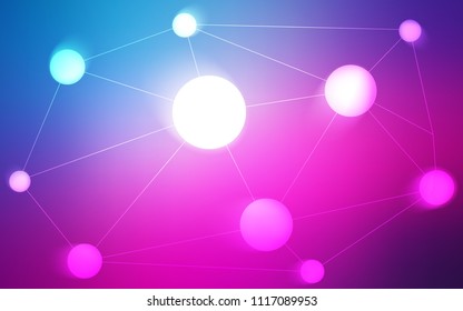 Light Pink, Blue vector pattern with spheres, triangles. Decorative design in abstract style with triangle structure. Pattern can be used for futuristic ad, booklets.