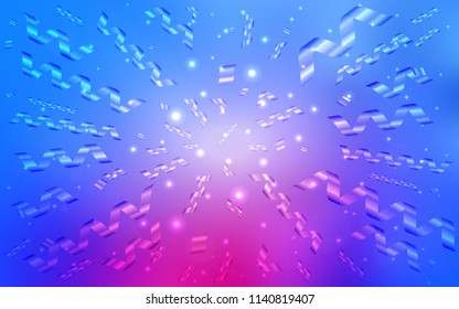 Light Pink, Blue vector pattern with christmas ribbons. Beautiful colored illustration with ribbon in celebration style. The pattern can be used for new year ad, booklets.