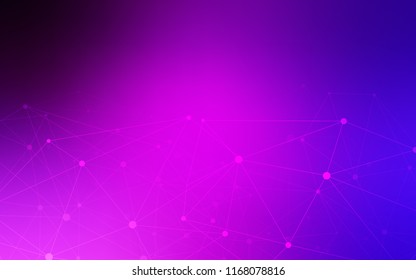 Light Pink, Blue vector pattern with spheres, triangles. Design with connection of dots and lines on colorful background. Pattern can be used as texture of wallpapers.