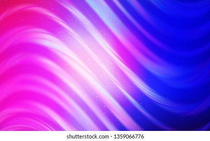 Light Pink, Blue vector pattern with night sky stars. Glitter abstract illustration with colorful cosmic stars. Pattern for astronomy websites.