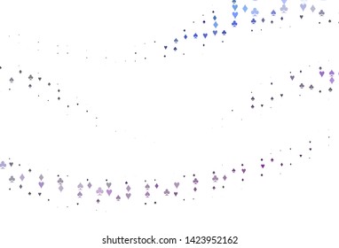 Light Pink, Blue vector pattern with symbol of cards. Colorful gradient with signs of hearts, spades, clubs, diamonds. Pattern for leaflets of poker games, events.