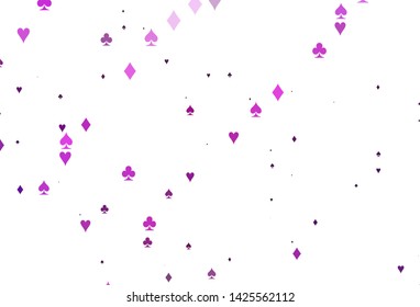 Light Pink, Blue vector pattern with symbol of cards. Shining illustration with hearts, spades, clubs, diamonds. Pattern for booklets, leaflets of gambling houses.