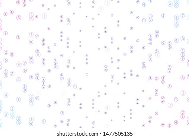 Light Pink, Blue vector pattern with Digit symbols. Abstract illustration with colored algebra signs. Smart design for university advert.