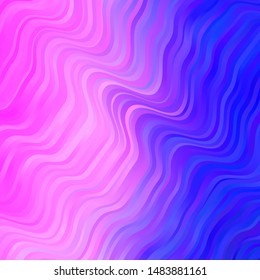 Light Pink, Blue vector pattern with curved lines. Abstract gradient illustration with wry lines. Template for your UI design.