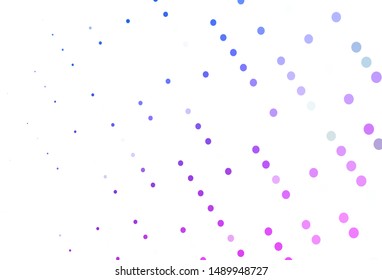 Light Pink, Blue vector pattern with spheres. Glitter abstract illustration with blurred drops of rain. Pattern of water, rain drops.