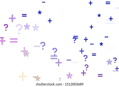 Light Pink, Blue vector pattern with Digit symbols. Shining colorful illustration with isolated Digit signs. Template for landing page of typography.