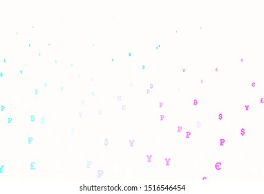Light Pink, Blue vector pattern with symbols of currency. Blurred design in simple style with symbols of currency. Pattern for financial, investment websites.