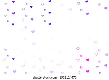 Light Pink, Blue vector pattern with colorful hearts. Glitter abstract illustration with colorful hearts in romantic style. Pattern for valentine's ad, booklets.
