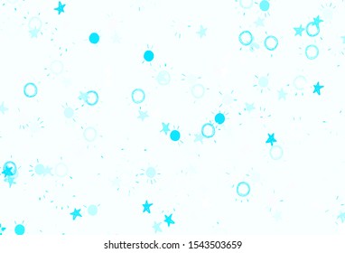 Light Pink, Blue vector pattern with simple suns, stars. Blurred decorative design in simple style with stars, suns. Pattern for astrology websites.