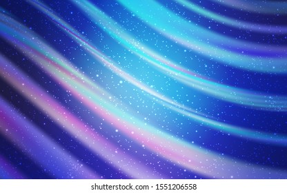 Light Pink, Blue vector pattern with night sky stars. Glitter abstract illustration with colorful cosmic stars. Pattern for astronomy websites.