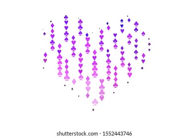 Light Pink, Blue vector pattern with symbol of cards. Colored illustration with hearts, spades, clubs, diamonds. Pattern for leaflets of poker games, events.