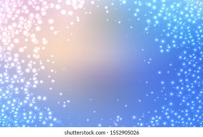 Light Pink, Blue vector pattern with night sky stars. Blurred decorative design in simple style with galaxy stars. Smart design for your business advert.