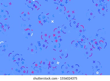 Light Pink, Blue vector pattern with Digit symbols. Illustration with Numeral symbols on abstract template. Template for landing page of typography.