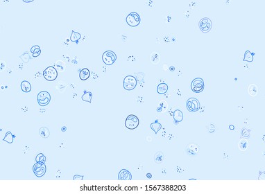 Light Pink, Blue vector pattern with fresh ingredients. Colorful decorative design of snacks in doodle style. Pattern for menu of cafes, bars, restaurants.