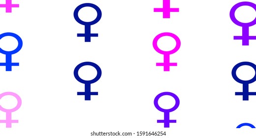 Light Pink, Blue vector pattern with feminism elements. Colorful illustration with gradient feminism shapes. Elegant background for websites.