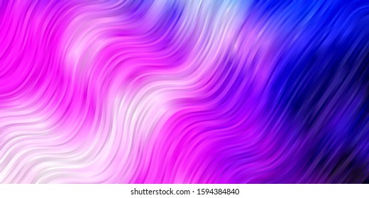 Light Pink, Blue vector pattern with curves. Colorful illustration in circular style with lines. Best design for your ad, poster, banner.