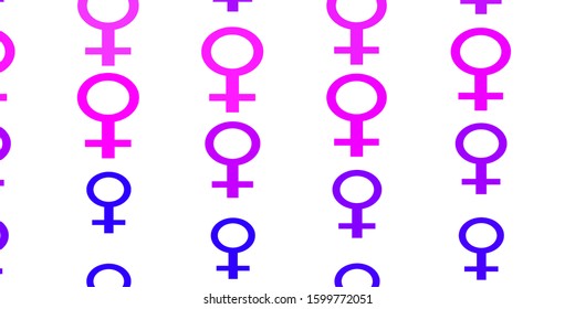 Light Pink, Blue vector pattern with feminism elements. Illustration with signs of women's strength and power. New design for your web apps.