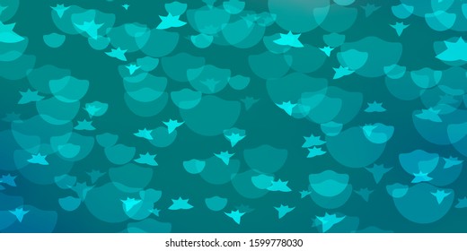 Light Pink, Blue vector pattern with circles, stars. Abstract illustration with colorful spots, stars. Design for wallpaper, fabric makers.
