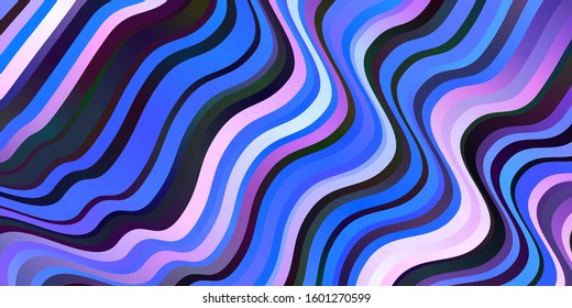 Light Pink, Blue vector pattern with wry lines. Bright illustration with gradient circular arcs. Pattern for booklets, leaflets.