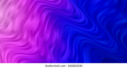 Light Pink, Blue vector pattern with curves. Colorful illustration in abstract style with bent lines. Design for your business promotion.